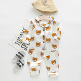 Children's Pajamas Set Baby Boy Girl Clothes Summer Sleepwear Set Kids Cartoon Printed Tops+Shorts Toddler Clothing Sets