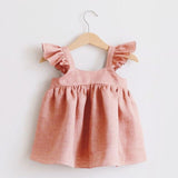 Baby Girl Dresses Summer Soft Cotton Linen Solid Color Newborn Baby Girl Clothes Cute Infant toddler Girls Clothing