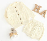 Children Baby Clohting Knit Set Autumn Embroidery Flowers Set Fashion Baby Girls Clothes Long Sleeve Knit Cardigan+Romper Sets