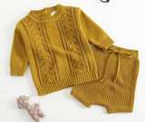 Children Baby Clohting Knit Set Autumn Embroidery Flowers Set Fashion Baby Girls Clothes Long Sleeve Knit Cardigan+Romper Sets