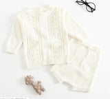 Children Baby Clohting Knit Set Autumn Embroidery Flowers Set Fashion Baby Girls Clothes Long Sleeve Knit Cardigan+Romper Sets