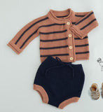 Children Baby Clohting Knit Set Autumn Embroidery Flowers Set Fashion Baby Girls Clothes Long Sleeve Knit Cardigan+Romper Sets