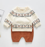 Children Baby Clohting Knit Set Autumn Embroidery Flowers Set Fashion Baby Girls Clothes Long Sleeve Knit Cardigan+Romper Sets