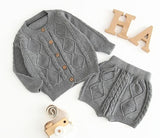 Children Baby Clohting Knit Set Autumn Embroidery Flowers Set Fashion Baby Girls Clothes Long Sleeve Knit Cardigan+Romper Sets