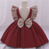 Mqtime Flower girl baby birthday Party Prom Sequin princess dress girl baby lace Sequin mesh puff dress vestidos de fiesta