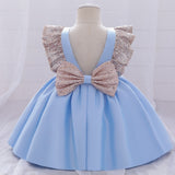 Mqtime Flower girl baby birthday Party Prom Sequin princess dress girl baby lace Sequin mesh puff dress vestidos de fiesta