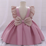 Mqtime Flower girl baby birthday Party Prom Sequin princess dress girl baby lace Sequin mesh puff dress vestidos de fiesta