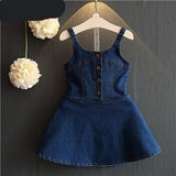 Mqtime Summer Baby Girls Denim Backless Dresses Toddler Kids Overalls Jeans Dress Fashion Children Bull-puncher Sundress Girls Clothes