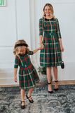 Mqtime Winter Mommy and Daughter Doll Neck Plaid Outfits New Year Christmas Family Matching Dresses Look Festival Dress