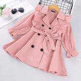 HE Hello Enjoy Toddler Girls Clothes Autumn Long Sleeve Fashion Trench Coats Children Solid Outerwear with Sashes Costume 2-6Y