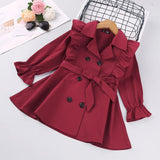 HE Hello Enjoy Toddler Girls Clothes Autumn Long Sleeve Fashion Trench Coats Children Solid Outerwear with Sashes Costume 2-6Y