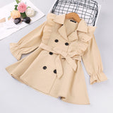 HE Hello Enjoy Toddler Girls Clothes Autumn Long Sleeve Fashion Trench Coats Children Solid Outerwear with Sashes Costume 2-6Y