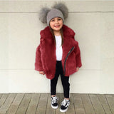Mqtime New Imitation Fur Kids Fall Winter Plush Coat Trendy Jacket Kids Clothing Girl Casual Outfits Kids Coats Motorcycle Clothing