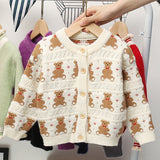 Mqtime Winter Children Girl Cute Bear Knitted Sweater  Fall New born Cartoon 0-5Years Full Sleeves Warm Coat Casual Button Coat