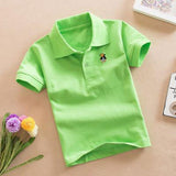 2021 Summer New Boys Short Sleeve Polo Shirt 2-11y Children Lapel Solid Color Clothes Kids Cotton School Uniform Polo Shirts Out