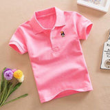 2021 Summer New Boys Short Sleeve Polo Shirt 2-11y Children Lapel Solid Color Clothes Kids Cotton School Uniform Polo Shirts Out