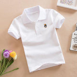 2021 Summer New Boys Short Sleeve Polo Shirt 2-11y Children Lapel Solid Color Clothes Kids Cotton School Uniform Polo Shirts Out