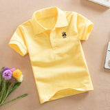 2021 Summer New Boys Short Sleeve Polo Shirt 2-11y Children Lapel Solid Color Clothes Kids Cotton School Uniform Polo Shirts Out