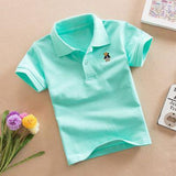 2021 Summer New Boys Short Sleeve Polo Shirt 2-11y Children Lapel Solid Color Clothes Kids Cotton School Uniform Polo Shirts Out