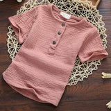 Mqtime Cotton Baby Boy Girl Summer T Shirts New Toddler Comfortable Tops Tee Children Clothing Kids Button 90-140CM Height