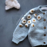 Mqtime Toddler Boy and Girls Spring Winter Knit Coat Hand Knit Daisy Cardigan Beautiful Vintage Style Children Tops Wool