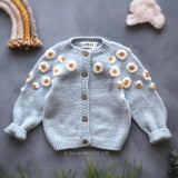 Mqtime Toddler Boy and Girls Spring Winter Knit Coat Hand Knit Daisy Cardigan Beautiful Vintage Style Children Tops Wool