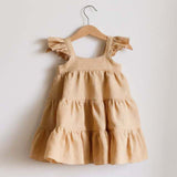 Sweet Ruffles Lace Summer Dresss for Infant Girls Princess Tutu Dresses Cotton Linen Kids Dress Baby Costumes Children Clothes