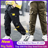 Newest Spring Brand Kids Boys Pants Cotton Solid Cargo Pants Teenage Boy Multi-Pocket Trousers Casual Pants Streetwear 4-15 Year