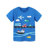 Jumping meters Boys Cartoon T shirts for Summer Children's Cotton Clothes Aircrafts Kids Tops Tees for Boys Girls Wear