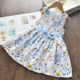 Girls Dress No Hat European American Style Summer New Children'S Clothing Girls Baby Kids Princess Party Lace Lapel Floral Dress