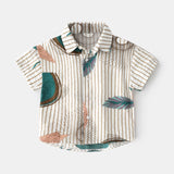 2-7T Toddler Kid Baby Boy Girls Clothes Short Sleeve Floral Shirt Boho Beach Print Party Gentleman Summer Vacation Boys Shirt