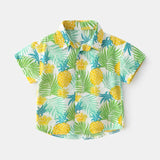 2-7T Toddler Kid Baby Boy Girls Clothes Short Sleeve Floral Shirt Boho Beach Print Party Gentleman Summer Vacation Boys Shirt