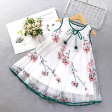 Mqtime Korean Baby Girls Summer Dress Bowknot Sleeveless Casual Dresses Sundress Princess Print Toddlers Kids Lovely Dress For2-10years