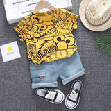 Mqtime Baby Clothes Outfit Baby Boy Summer Cartoon Sesame Street Print Short Sleeve T Shirt Short Jeans 2 PCS Set Girl Clothing Costume