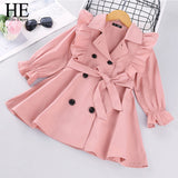 HE Hello Enjoy Toddler Girls Clothes Autumn Long Sleeve Fashion Trench Coats Children Solid Outerwear with Sashes Costume 2-6Y