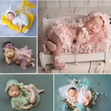 Mqtime 0-2 Yrs Baby Photo Clothing Sets Newborn Girl Lace Princess Dresses Hat Headband Pillow Outfits Infant Photography Costume Dress