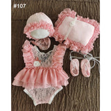 Mqtime 0-2 Yrs Baby Photo Clothing Sets Newborn Girl Lace Princess Dresses Hat Headband Pillow Outfits Infant Photography Costume Dress