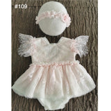 Mqtime 0-2 Yrs Baby Photo Clothing Sets Newborn Girl Lace Princess Dresses Hat Headband Pillow Outfits Infant Photography Costume Dress