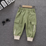 Mqtime New Spring Autumn Fashion Children Cotton Clothes Baby Boys Girls Elastic Pocket Work Trousers Kids Infant Casual Sports Pants