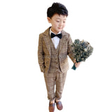 Mqtime Boys Suit for Wedding Flower Boys Jacket Vest Pants Clothing Set Prom Party Tuxedo Dress Formal Children Performance Costume
