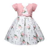 Mqtime Satin A-Line Cute Dress Girls Birthday Floral Print Dresses Children Clothing Casual Princess Party Clothes With Bow