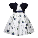 Mqtime Satin A-Line Cute Dress Girls Birthday Floral Print Dresses Children Clothing Casual Princess Party Clothes With Bow