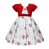 Mqtime Satin A-Line Cute Dress Girls Birthday Floral Print Dresses Children Clothing Casual Princess Party Clothes With Bow