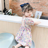 Mqtime Girls Fashion Dress Sleeveless Summer Cotton Dress for Birthday Party Kids Clothing Children Sundress Clothes Floral Dress