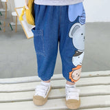 Autumn Trousers Baby Girls Jeans Print Heart Loose Children Jeans Kids Spring Clothes Novelty Denim Pants with Pocket