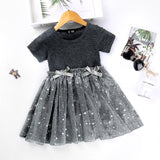 Mqtime Girls Summer Dresses Kids Clothes New Casual Little Flying Sleeve Printed Gradient Stars Princess Dress 2-8Y