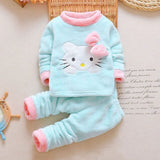 Mqtime Baby Clothes Pajamas Sets Girls Pajamas Children Warm Flannel Fleece Catoon Kids Sleepwear Home Suit Winter Spring