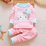 Mqtime Baby Clothes Pajamas Sets Girls Pajamas Children Warm Flannel Fleece Catoon Kids Sleepwear Home Suit Winter Spring