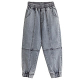 Mqtime Korean Children Jeans Pants Cotton Blue Denim Pants Legs Spring Fall Loose Cargo Pant Baby Teen Clothes Boys Pocket Trousers