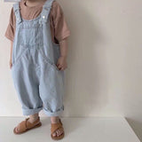 Mqtime 7509 Children Overalls Cotton Thin Denim Suspenders Pants Baby Boys Denim Pants Retro Casual Loose Girls Overalls Kids Jumpsuit